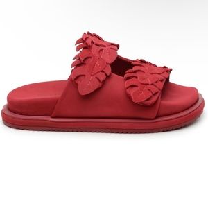 FARM Rio Red Mini Monstera Anatomic Slide Sandal, size 7, Never worn